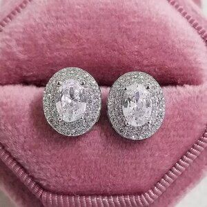 New Luxury Diamond Sterling Silver Earrings